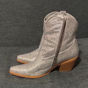 Sparkling Silver Heeled Boots